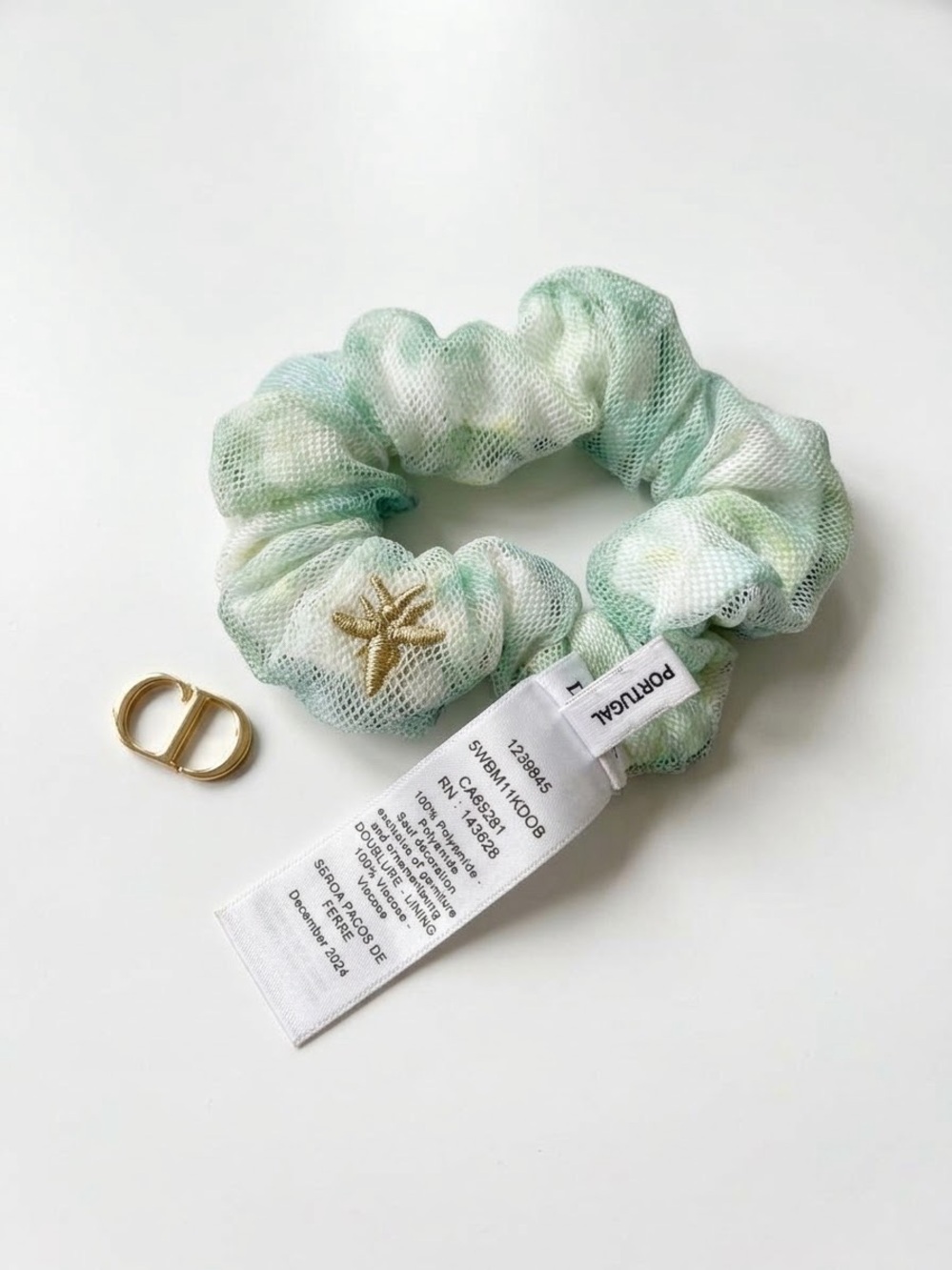 Dior Light Green Mesh Hair Scrunchie - Style 5WBM11KDOB